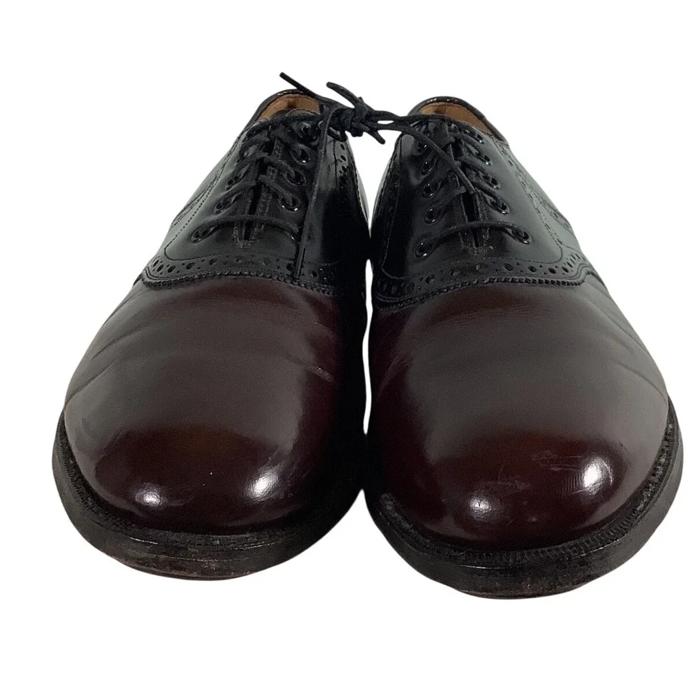 Johnston & Murphy Limited Mens 9 Saddle Shoes Burgundy Black Leather 24-93530